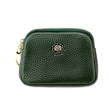 Women's Casual Genuine Leather Zipper Coin Purse Key Card Holder Slim Thin Head Layer Cowhide Universal Wallet