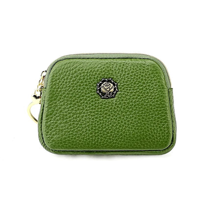 Women's Casual Genuine Leather Zipper Coin Purse Key Card Holder Slim Thin Head Layer Cowhide Universal Wallet