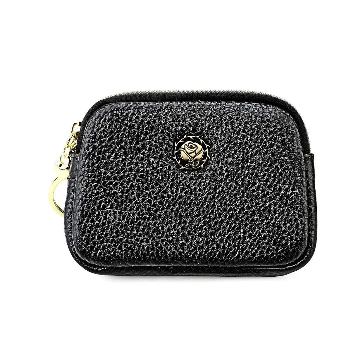 Women's Casual Genuine Leather Zipper Coin Purse Key Card Holder Slim Thin Head Layer Cowhide Universal Wallet