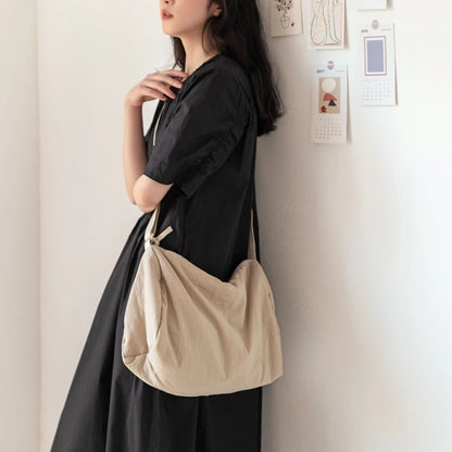Women's Casual Satchels All-matching Crossbody Bags Simple Shoulder Bag with Adjustable Strap Stylish Nylon Schoolbag