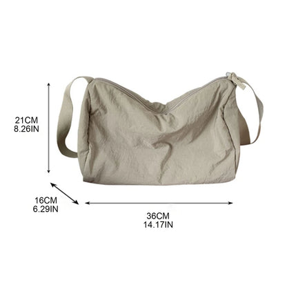 Women's Casual Satchels All-matching Crossbody Bags Simple Shoulder Bag with Adjustable Strap Stylish Nylon Schoolbag