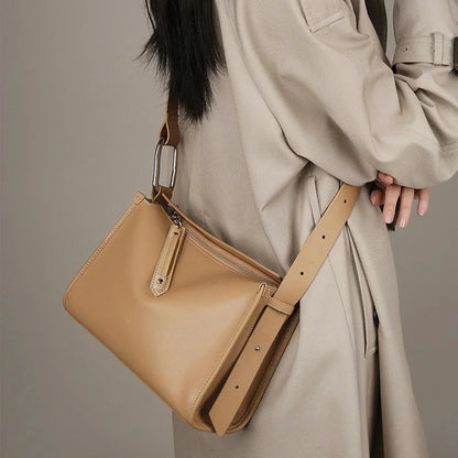 Women's Cowhide Messenger 2024 High Quality Brown Leather Large Capacity Minimalist Crossbody Female Luxury Bag