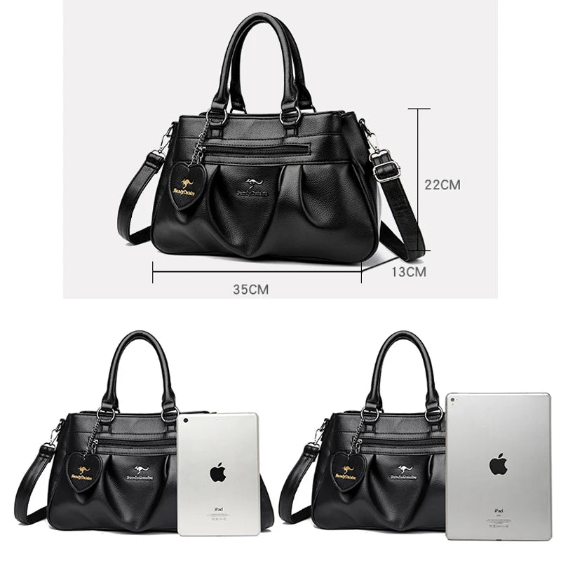 Women's Crossbody Bag Soft Leather Handbag for Women Quality Shoulder Bag Luxury Ladies Large Capacity Casual Tote Sac A Main