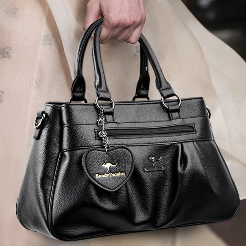 Women's Crossbody Bag Soft Leather Handbag for Women Quality Shoulder Bag Luxury Ladies Large Capacity Casual Tote Sac A Main