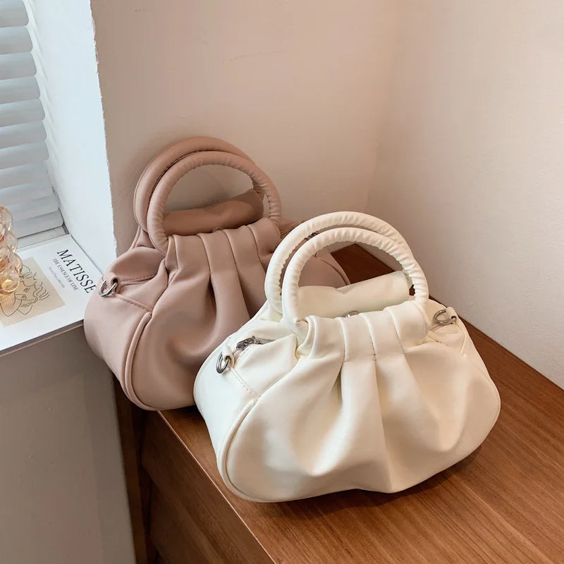 Women's Crossbody Bags 2024 New Retro Pleated Bag Girls Vintage Cloud Bag Handbag Shoulder Bags Mini Messenger Bag