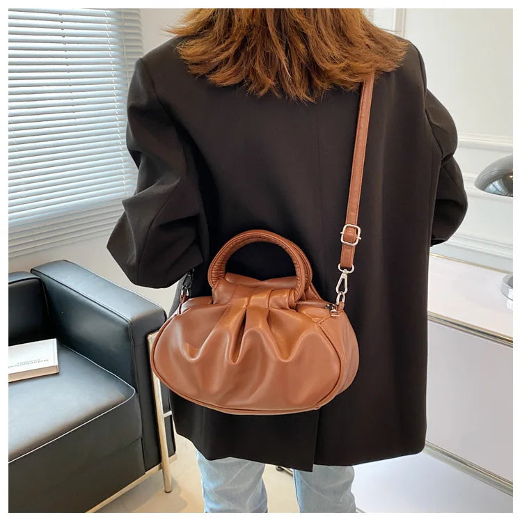 Women's Crossbody Bags 2024 New Retro Pleated Bag Girls Vintage Cloud Bag Handbag Shoulder Bags Mini Messenger Bag