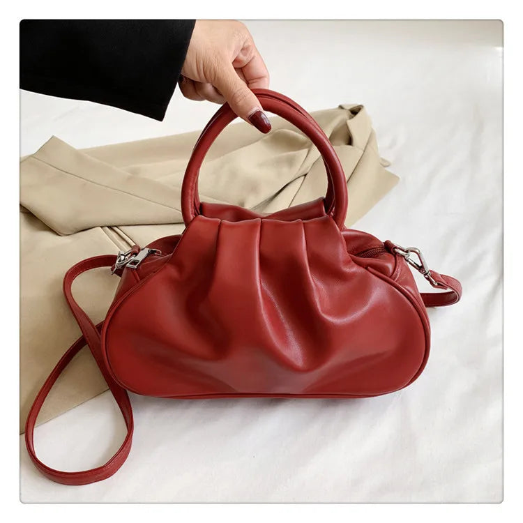 Women's Crossbody Bags 2024 New Retro Pleated Bag Girls Vintage Cloud Bag Handbag Shoulder Bags Mini Messenger Bag