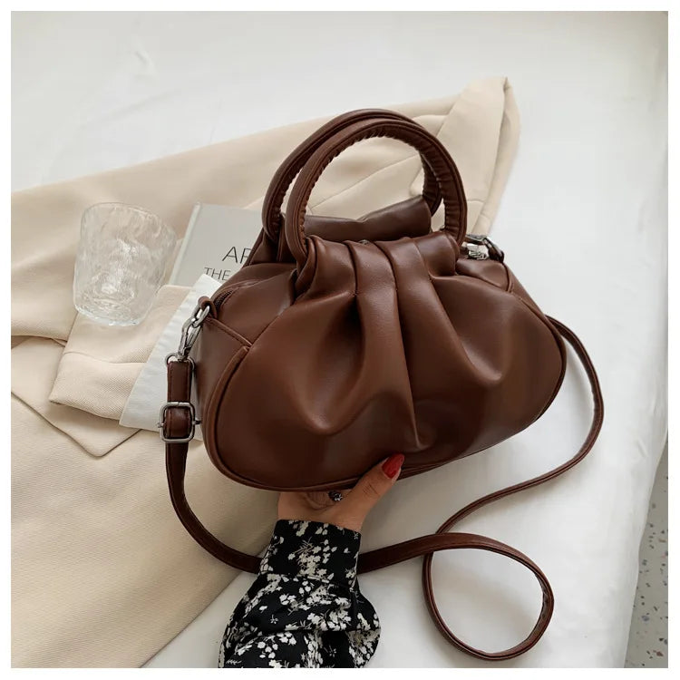 Women's Crossbody Bags 2024 New Retro Pleated Bag Girls Vintage Cloud Bag Handbag Shoulder Bags Mini Messenger Bag