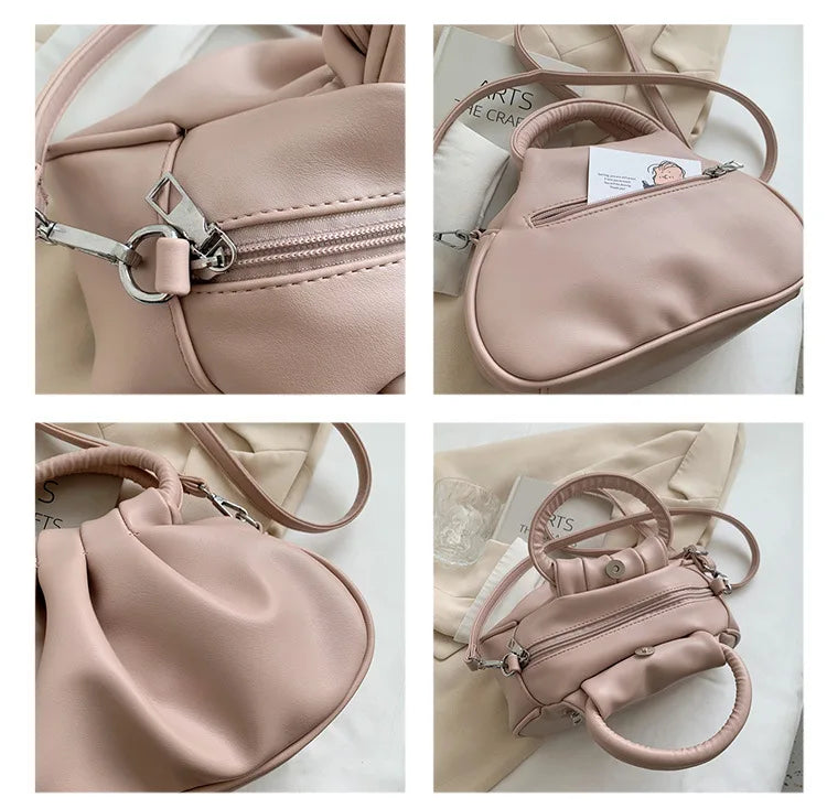 Women's Crossbody Bags 2024 New Retro Pleated Bag Girls Vintage Cloud Bag Handbag Shoulder Bags Mini Messenger Bag
