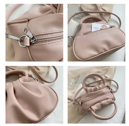 Women's Crossbody Bags 2024 New Retro Pleated Bag Girls Vintage Cloud Bag Handbag Shoulder Bags Mini Messenger Bag