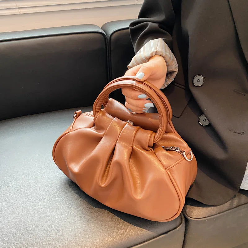 Women's Crossbody Bags 2024 New Retro Pleated Bag Girls Vintage Cloud Bag Handbag Shoulder Bags Mini Messenger Bag