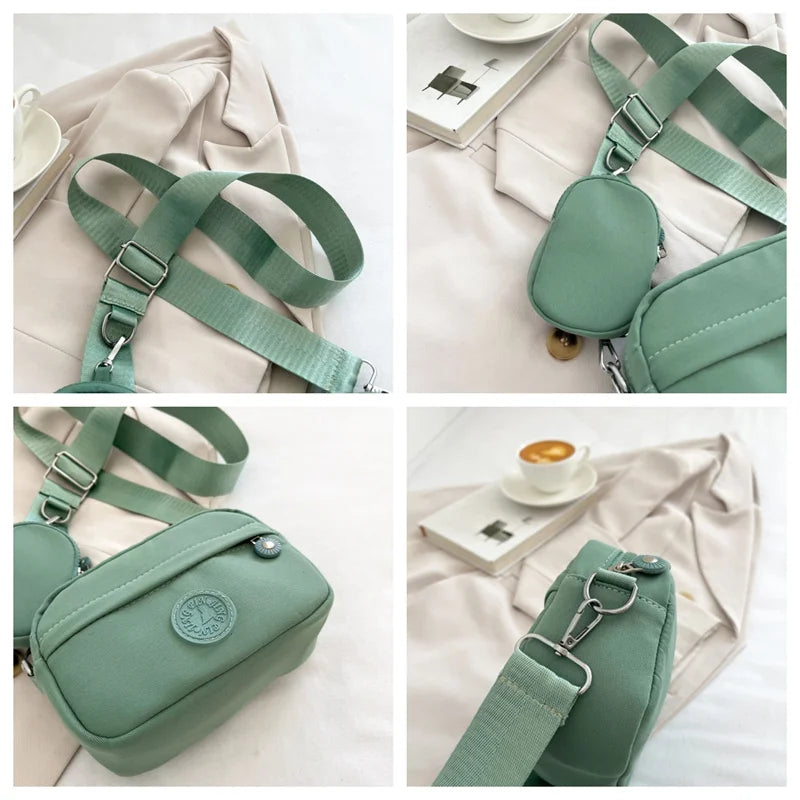 Women's Designer Fashion Versatile Crossbody Bags Waterproof Oxford Solid Color Female Leisure Shoulder Bags Small Square Bags