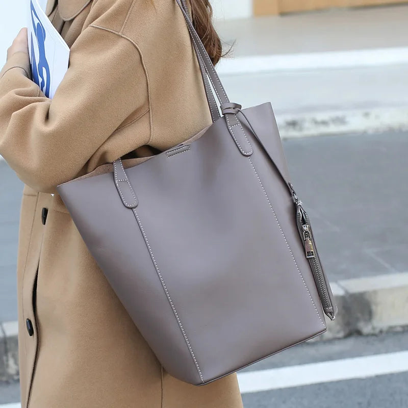 Women's Designer Large Capacity Handbags Fashion Soft Shopping Tote Versatile Solid Casual Commuter All-match Shoulder Bags