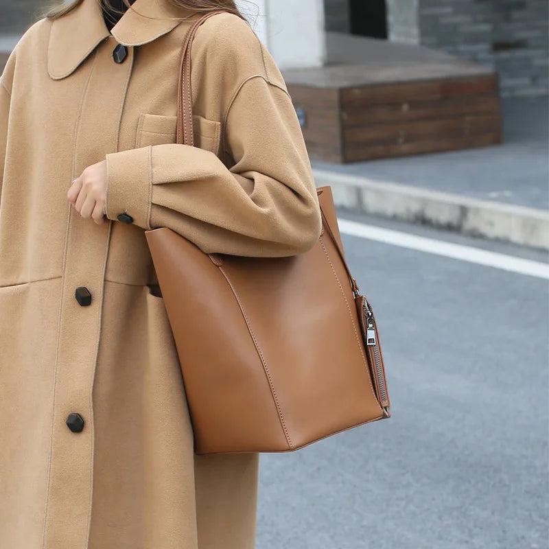 Women's Designer Large Capacity Handbags Fashion Soft Shopping Tote Versatile Solid Casual Commuter All-match Shoulder Bags
