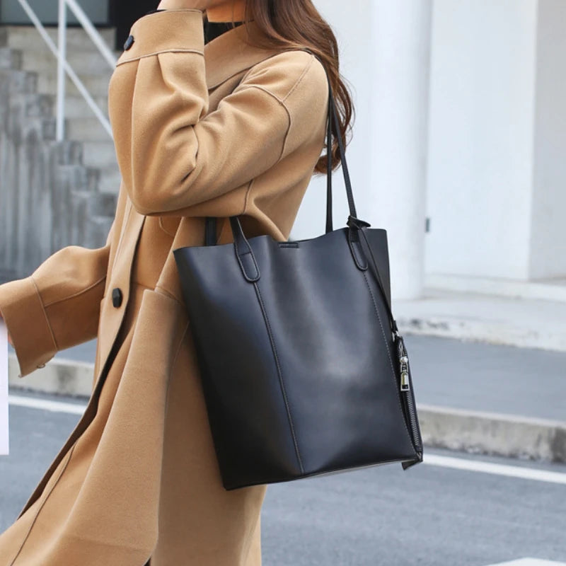 Women's Designer Large Capacity Handbags Fashion Soft Shopping Tote Versatile Solid Casual Commuter All-match Shoulder Bags