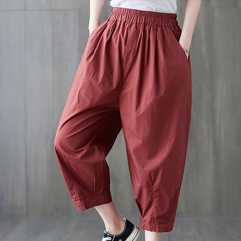 Women's  Drawstring Stretch Cropped Capris Pants Sweatpants