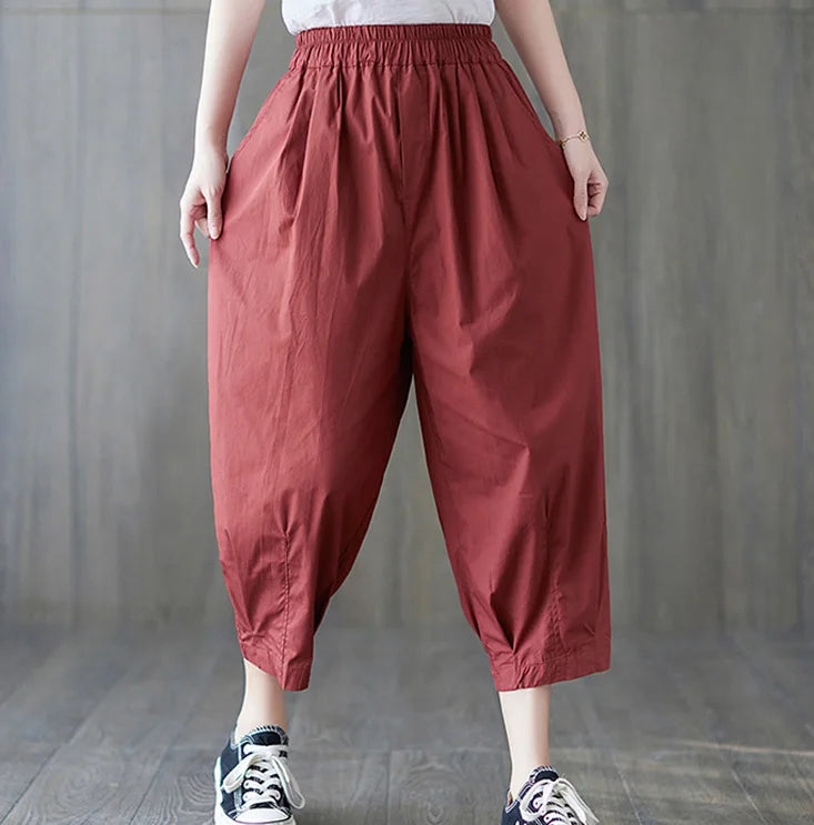 Women's  Drawstring Stretch Cropped Capris Pants Sweatpants