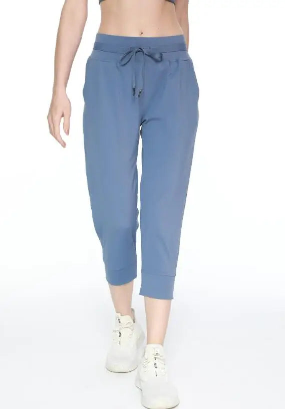 Women's Drawstring Stretch Cropped TrousersSporty Pants Sweatpants