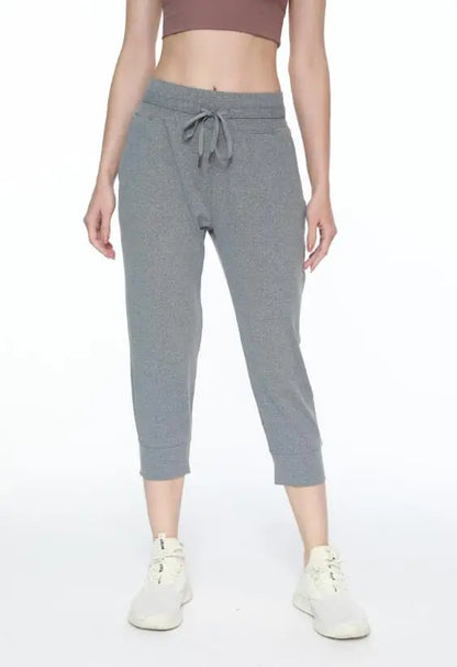 Women's Drawstring Stretch Cropped TrousersSporty Pants Sweatpants