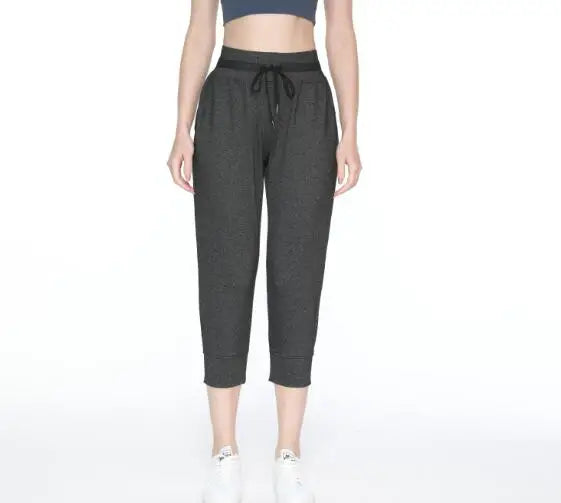 Women's Drawstring Stretch Cropped TrousersSporty Pants Sweatpants