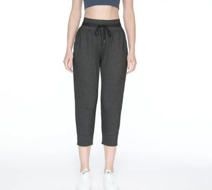 Women's Drawstring Stretch Cropped TrousersSporty Pants Sweatpants
