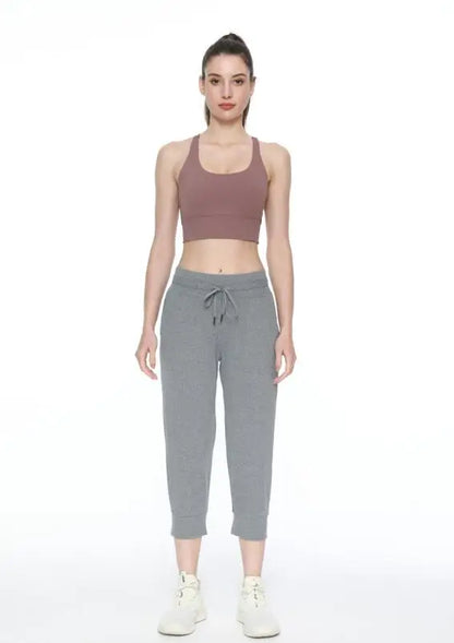 Women's Drawstring Stretch Cropped TrousersSporty Pants Sweatpants