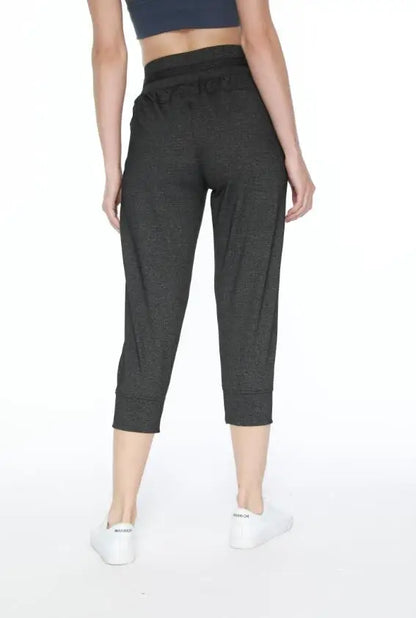 Women's Drawstring Stretch Cropped TrousersSporty Pants Sweatpants