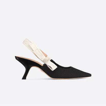 Women's Embroidery Slingback Pumps High Heel Shoes Ladies Brand Thin Heels Shoes Designer Shoes Luxury Brand Women Sandals 6.5cm