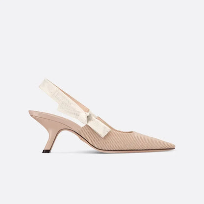 Women's Embroidery Slingback Pumps High Heel Shoes Ladies Brand Thin Heels Shoes Designer Shoes Luxury Brand Women Sandals 6.5cm