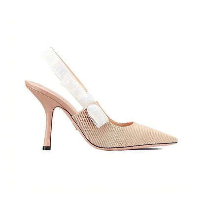 Women's Embroidery Slingback Pumps High Heel Shoes Ladies Brand Thin Heels Shoes Designer Shoes Luxury Brand Women Sandals 6.5cm