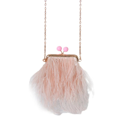 Women's Evening Bag Plush Feather Clutch Purse Mini Crossbody Bag Evening Handbag with Detachable Chain for Prom Party