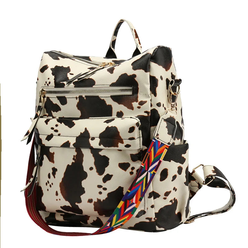 Women's Fashion Backpack Purse Multipurpose Design Convertible Satchel Handbags Shoulder Bag Animal Prints PU Leather Travel Bag