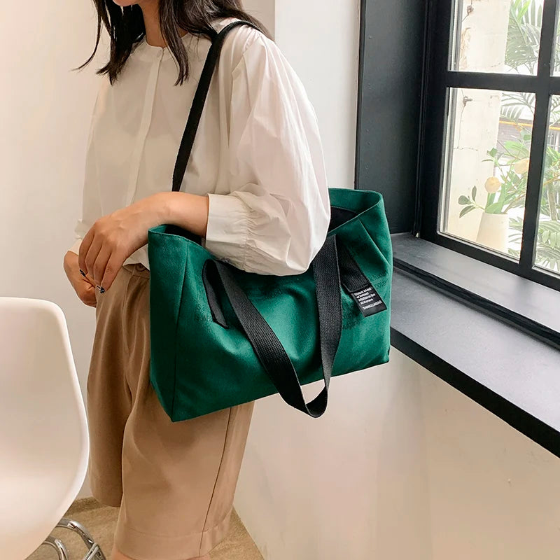 Women's Fashion Canvas Shoulder Bags Designer High Quality Female Leisure Handbags Large-capacity Ladies Light Shopping Bags