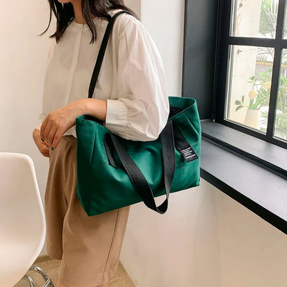 Women's Fashion Canvas Shoulder Bags Designer High Quality Female Leisure Handbags Large-capacity Ladies Light Shopping Bags