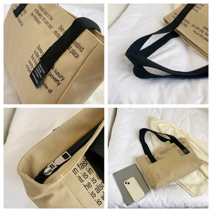 Women's Fashion Canvas Shoulder Bags Designer High Quality Female Leisure Handbags Large-capacity Ladies Light Shopping Bags