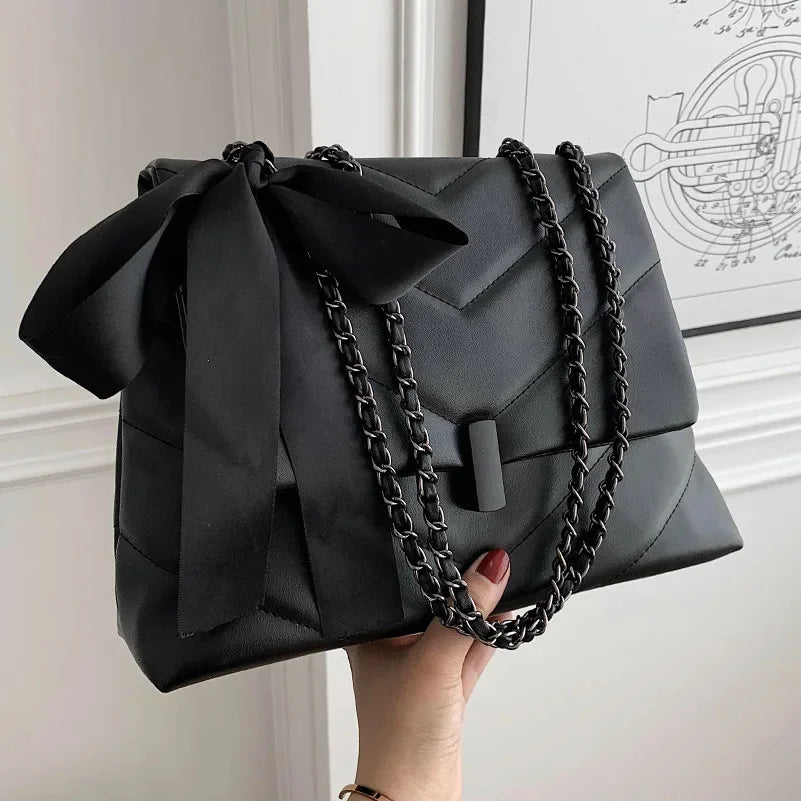 Women's Fashion Chain Commuter Female Korean Trend Solid Color Shoulder Messenger Ladies Casual Large Capacity Tote Bag