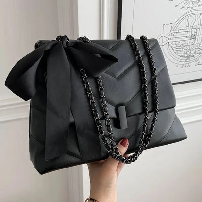Women's Fashion Chain Commuter Female Korean Trend Solid Color Shoulder Messenger Ladies Casual Large Capacity Tote Bag