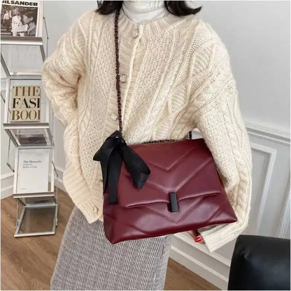 Women's Fashion Chain Commuter Female Korean Trend Solid Color Shoulder Messenger Ladies Casual Large Capacity Tote Bag