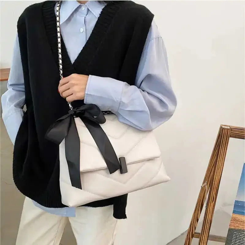 Women's Fashion Chain Commuter Female Korean Trend Solid Color Shoulder Messenger Ladies Casual Large Capacity Tote Bag