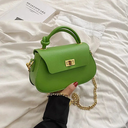 Women's Fashion Chain Handbag Female Korean Niche Solid Color Shoulder Messenger Ladies All-match Textured Small Square Bag