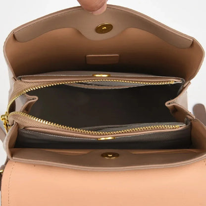 Women's Fashion Leather Shoulder Bag Popular Color Matching Youth Travel Small Anti-theft Lock Texture Female Backpack