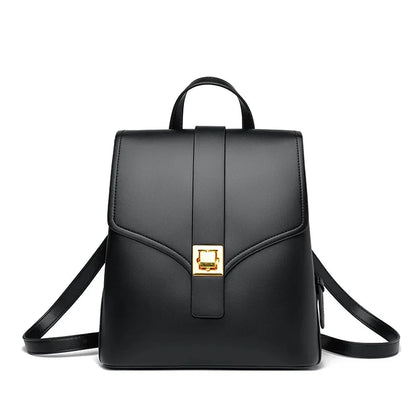 Women's Fashion Leather Shoulder Bag Popular Color Matching Youth Travel Small Anti-theft Lock Texture Female Backpack