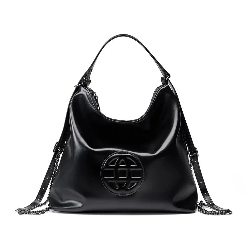 Women's Fashion Niche Soft Tote 2024New Large-capacity Cowhide Bag Advanced Texture Commuter Female Leather Backpack