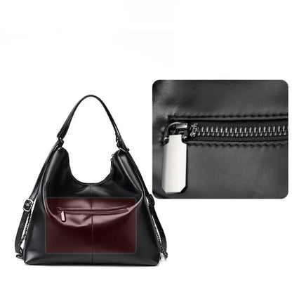 Women's Fashion Niche Soft Tote 2024New Large-capacity Cowhide Bag Advanced Texture Commuter Female Leather Backpack