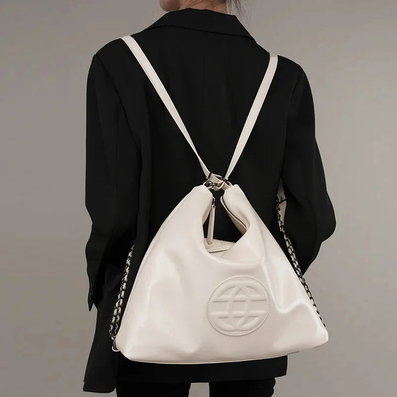 Women's Fashion Niche Soft Tote 2024New Large-capacity Cowhide Bag Advanced Texture Commuter Female Leather Backpack