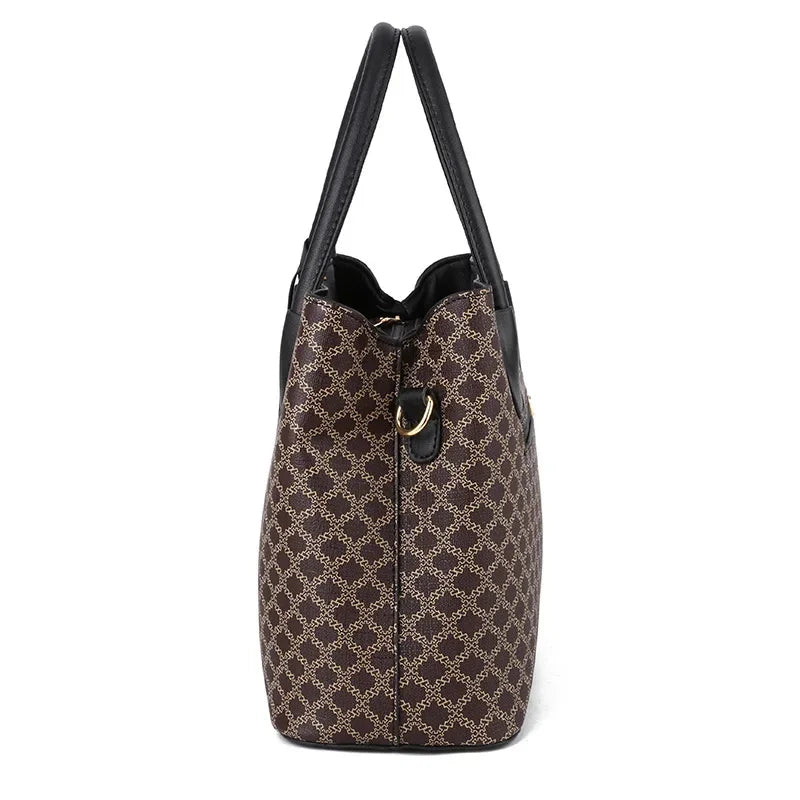 Women's Fashion PU Leather Printing Large Capacity Shoulder Imple Retro Printed Handbag Elegant Trend Ladies Crossbody Bag