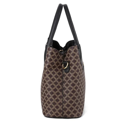 Women's Fashion PU Leather Printing Large Capacity Shoulder Imple Retro Printed Handbag Elegant Trend Ladies Crossbody Bag