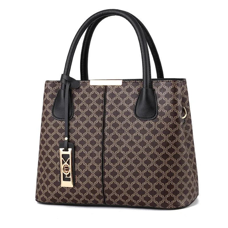 Women's Fashion PU Leather Printing Large Capacity Shoulder Imple Retro Printed Handbag Elegant Trend Ladies Crossbody Bag