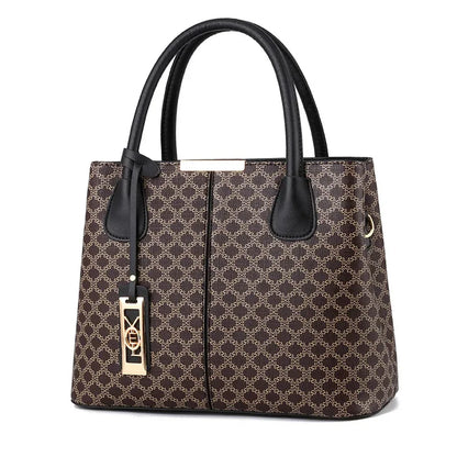 Women's Fashion PU Leather Printing Large Capacity Shoulder Imple Retro Printed Handbag Elegant Trend Ladies Crossbody Bag