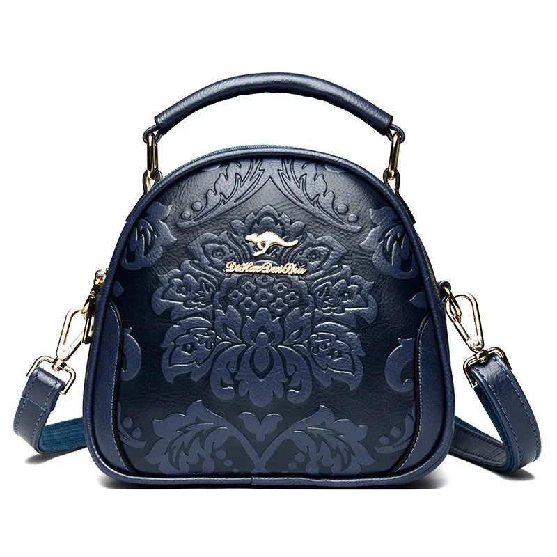 Women's Fashion Printed Shoulder New Small Round High Sense Embossing Process Crossbody Bag Ladies Simple Handbag